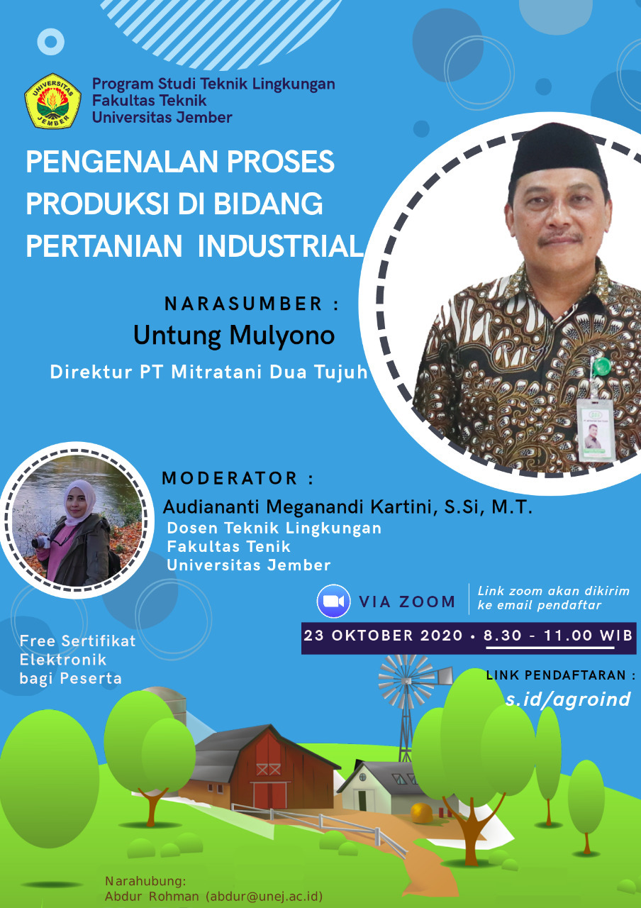 Pengumuman Webinar Proses Produksi Di Bidang Pertanian Industrial Teknik Lingkungan